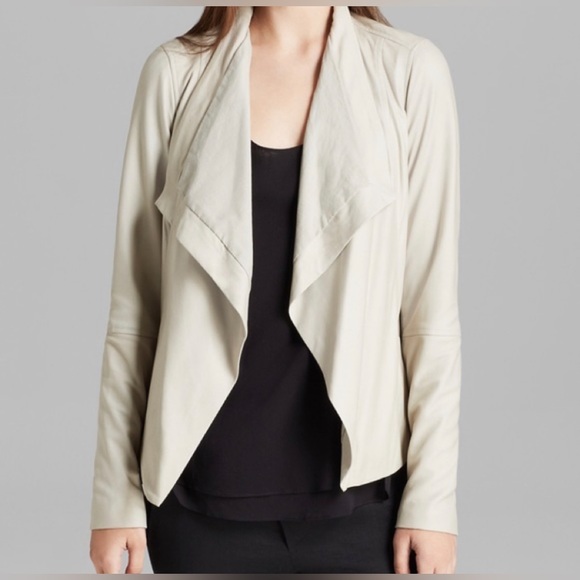 Vince draped leather jacket in stone XL - Picture 2 of 8